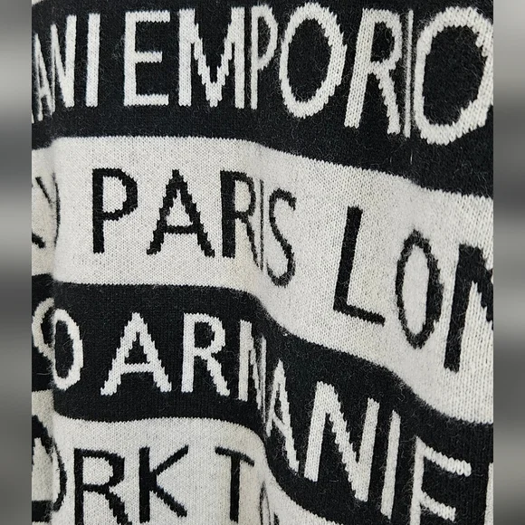 Emporio Armani Black and White All Over Crew-Neck Wool Blend Boy's Sweater Sz 14 - Picture 5 of 7